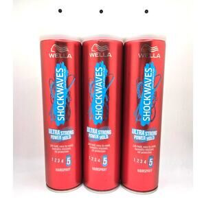 NEW Wella Shockwaves Ultra Power Hold Hairspray 3-pk 8.45 oz. (250MmL)